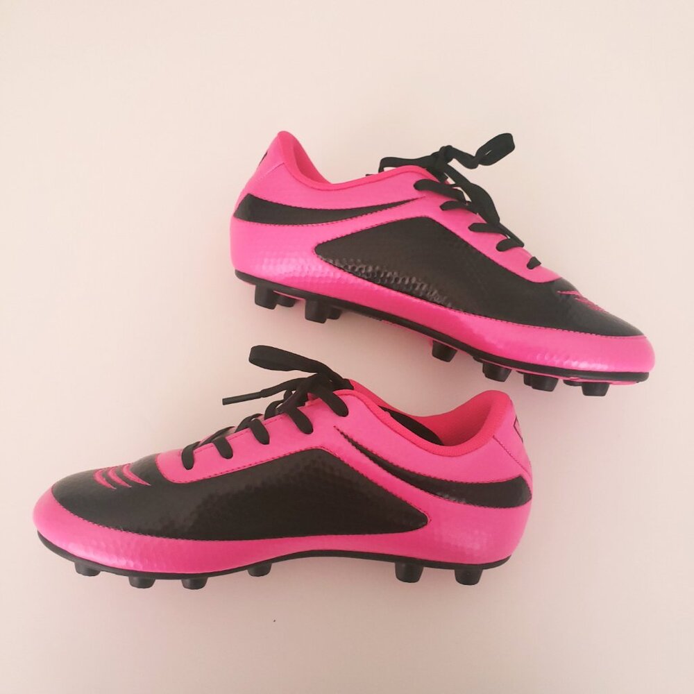 New Vizari Girls Pink and Black Soccer Cleats Size 3.5J